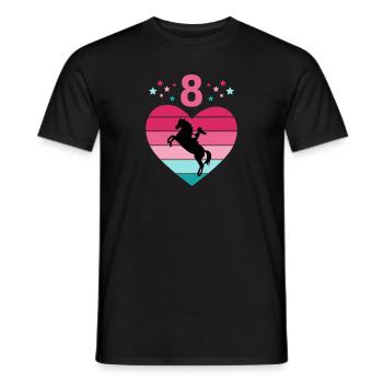 Reiterin Pferd Reitsport 8. Geburtstag Pony Reiten - Männer T-Shirt - Schwarz - Vorne - AI Model Male 178 light (178cm)