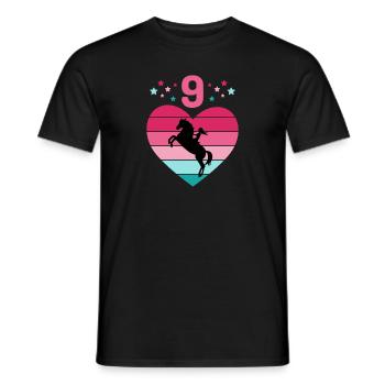 Reiterin Pferd Reitsport 9. Geburtstag Pony Reiten - Männer T-Shirt - Schwarz - Vorne - AI Model Male 178 light (178cm)