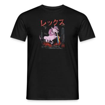 Wütendes Einhorn mit Regenbogen Strahl - Männer T-Shirt - Schwarz - Vorne - AI Model Male 178 light (178cm)