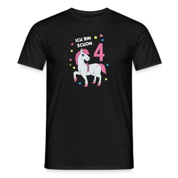 Reiterin Pferd Reitsport 4. Geburtstag Pony Reiten - Männer T-Shirt - Schwarz - Vorne - AI Model Male 178 light (178cm)