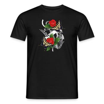 Anker mit Rosen und Schmetterlingen - Männer T-Shirt - Schwarz - Vorne - AI Model Male 178 light (178cm)
