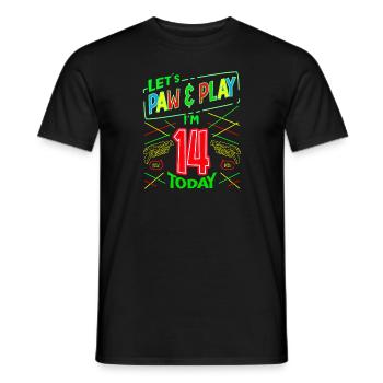 Let's Paw & Play I ́m 14 Years Old Today Laser Tag - Men's T-Shirt - black - Front - AI Model Male 178 light (178cm)