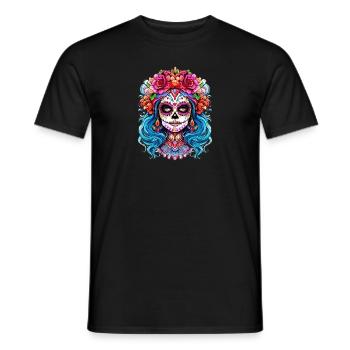 Gruseliges Halloween La Catrina - Bunte Totenkopf Frauen - Männer T-Shirt - Schwarz - Vorne - AI Model Male 178 light (178cm)
