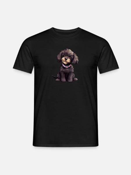 Cute Poodle, Dogs Illustration - Poodle - Men's T-Shirt - black