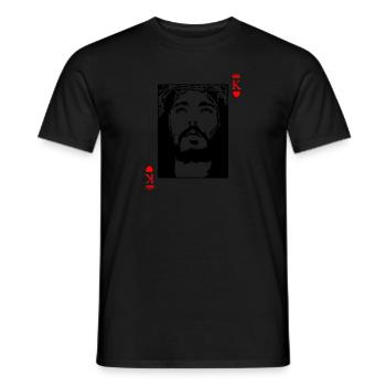 Jesus Is King Jesus King Of Hearts Card Christian - Men's T-Shirt - black - Front - AI Model Male 178 light (178cm)