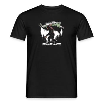 Bigfoot Tragen Weihnachtsbaum Lichter Xmas - Männer T-Shirt - Schwarz - Vorne - AI Model Male 178 light (178cm)