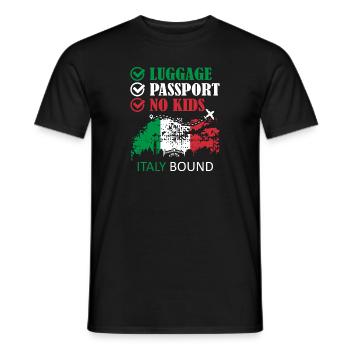 Luggage Passport No Kids Italy Bound Holiday Trip - Men's T-Shirt - black - Front - AI Model Male 178 light (178cm)