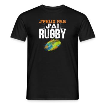 JE PEUX PAS J'AI RUGBY Joueur Rugbyman Supporter - T-shirt homme - noir - Devant - AI Model Male 178 light (178cm)