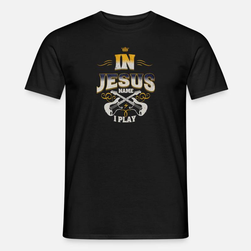 In Jesus Name i Play E-Gitarre Lobpreis Kirche - Männer T-Shirt - Schwarz