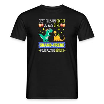 JE VAIS ÊTRE GRAND FRÈRE DINOSAURE - T-shirt homme - noir - Devant - AI Model Male 178 light (178cm)