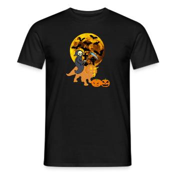 Halloween Dinosaur Grim Reaper Bat Pumpkin - Men's T-Shirt - black - Front - AI Model Male 178 light (178cm)