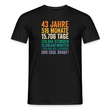 43 Jahre Fünfundvierzigster Geburtstag - Männer T-Shirt - Schwarz - Vorne - AI Model Male 178 light (178cm)