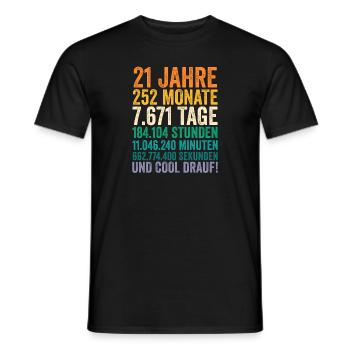 21 Jahre Einundzwanzigster Geburtstag - Männer T-Shirt - Schwarz - Vorne - AI Model Male 178 light (178cm)