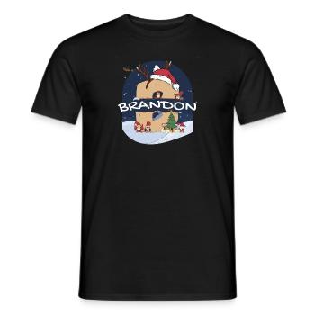 Nom Brandon génial w Santa Hat dans le thème de Noël - T-shirt homme - noir - Devant - AI Model Male 178 light (178cm)