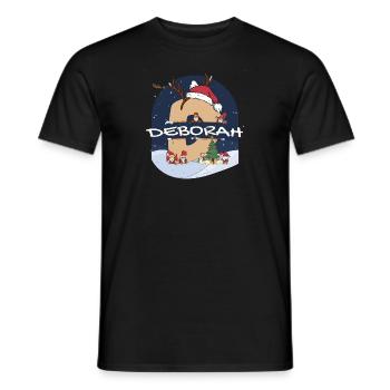 Awesome Deborah Name w Santa Hat in Xmas Theme - Men's T-Shirt - black - Front - AI Model Male 178 light (178cm)