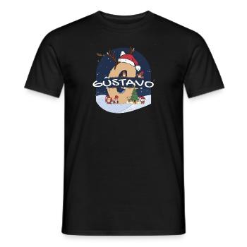 Impressionnant nom de Gustavo w chapeau de père Noël dans le thème de Noël - T-shirt homme - noir - Devant - AI Model Male 178 light (178cm)