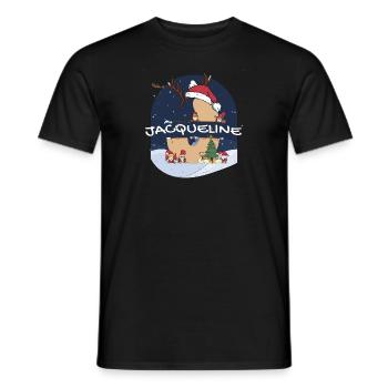 Toller Jacqueline-Name mit Weihnachtsmütze im Weihnachtsthema - Männer T-Shirt - Schwarz - Vorne - AI Model Male 178 light (178cm)
