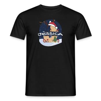 Awesome Jessica Name mit Weihnachtsmütze im Weihnachtsthema - Männer T-Shirt - Schwarz - Vorne - AI Model Male 178 light (178cm)