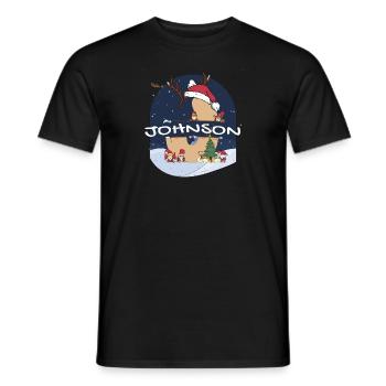 Awesome Johnson Name w Santa Hat in Xmas Theme - Men's T-Shirt - black - Front - AI Model Male 178 light (178cm)