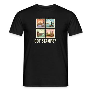 Stamp Collector Postage Stamping Philatelist Men - Men's T-Shirt - black - Front - AI Model Male 178 light (178cm)