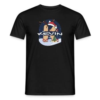 Toller Kevin-Name mit Weihnachtsmütze im Weihnachtsthema - Männer T-Shirt - Schwarz - Vorne - AI Model Male 178 light (178cm)