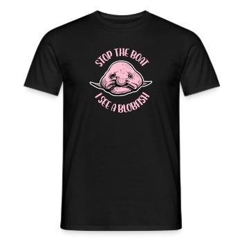 stop the boat I see a blobfish Design - Men's T-Shirt - black - Front - AI Model Male 178 light (178cm)