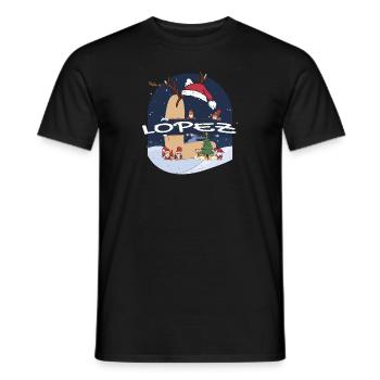 Toller Lopez-Name mit Weihnachtsmütze im Weihnachtsthema - Männer T-Shirt - Schwarz - Vorne - AI Model Male 178 light (178cm)