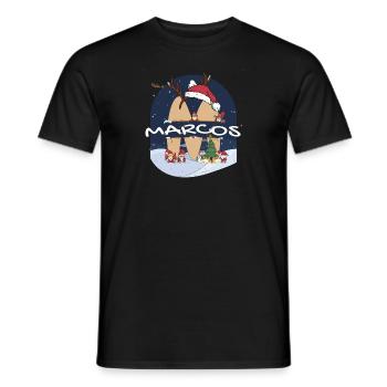 Awesome Marcos Name w Santa Hat in Xmas Theme - Men's T-Shirt - black - Front - AI Model Male 178 light (178cm)