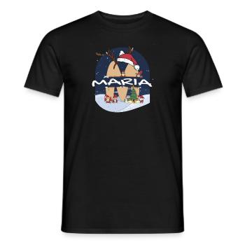 Awesome Maria Name w Santa Hat in Xmas Theme - Men's T-Shirt - black - Front - AI Model Male 178 light (178cm)