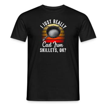 Gusseisen Pfanne Liebhaber Braten Pfanne Lustiges Kochen - Männer T-Shirt - Schwarz - Vorne - AI Model Male 178 light (178cm)