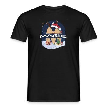 Awesome Marie Name w Santa Hat in Xmas Theme - Men's T-Shirt - black - Front - AI Model Male 178 light (178cm)