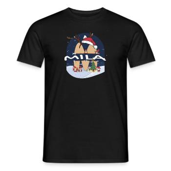 Toller Mila-Name mit Weihnachtsmannmütze im Weihnachtsthema - Männer T-Shirt - Schwarz - Vorne - AI Model Male 178 light (178cm)