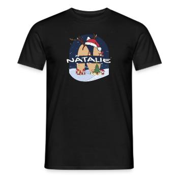 Génial Natalie nom w chapeau de père Noël dans le thème de Noël - T-shirt homme - noir - Devant - AI Model Male 178 light (178cm)