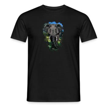Elephant Head Animal Proboscis Elephant - Men's T-Shirt - black - Front - AI Model Male 178 light (178cm)