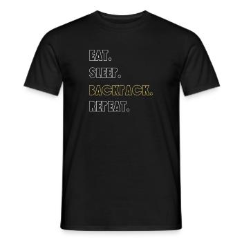 Eat. Drink. Backpack. Try again - Men's T-Shirt - black - Front - AI Model Male 178 light (178cm)