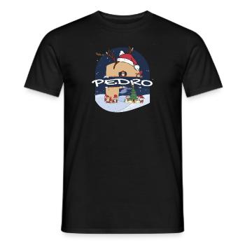 Impressionnant nom de Pedro w chapeau de père Noël dans le thème de Noël - T-shirt homme - noir - Devant - AI Model Male 178 light (178cm)