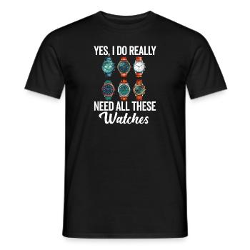 Watch Collector Horologist Collecting Watches - Men's T-Shirt - black - Front - AI Model Male 178 light (178cm)