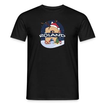 Toller Roland-Name mit Weihnachtsmütze im Weihnachtsthema - Männer T-Shirt - Schwarz - Vorne - AI Model Male 178 light (178cm)