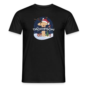 Toller Thompson-Name mit Weihnachtsmütze im Weihnachtsthema - Männer T-Shirt - Schwarz - Vorne - AI Model Male 178 light (178cm)
