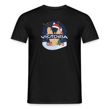 Toller Victoria-Name mit Weihnachtsmütze im Weihnachtsthema - Männer T-Shirt - Schwarz - Vorne - AI Model Male 178 light (178cm)