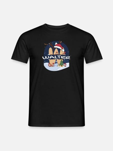 Toller Walter-Name mit Weihnachtsmütze im Weihnachtsthema - Männer T-Shirt - Schwarz