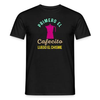 Funny Spanish Shirts Cafecito Cafe Espanol - Men's T-Shirt - black - Front - AI Model Male 178 light (178cm)