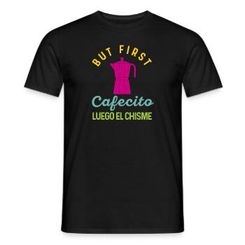 Funny Spanish Shirts Cafecito Cafe Espanol - Men's T-Shirt - black - Front - AI Model Male 178 light (178cm)