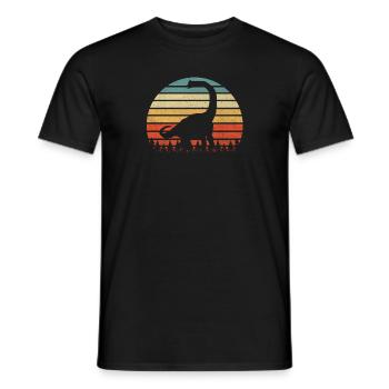 Vintage Brontosaurus Dinosaurus Sonnenuntergang Retro - Männer T-Shirt - Schwarz - Vorne - AI Model Male 178 light (178cm)