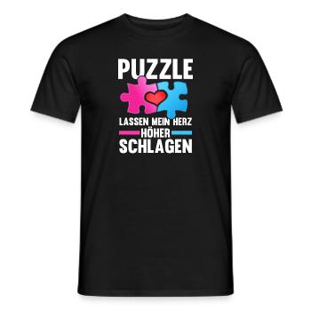 Puzzlefan Puzzler Puzzleteile Puzzle - Männer T-Shirt - Schwarz - Vorne - AI Model Male 178 light (178cm)
