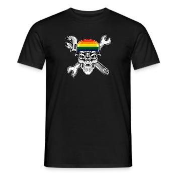 LGBTQ Pride Biker Skull Motorcycle Rainbox Helmet - Men's T-Shirt - black - Front - AI Model Male 178 light (178cm)