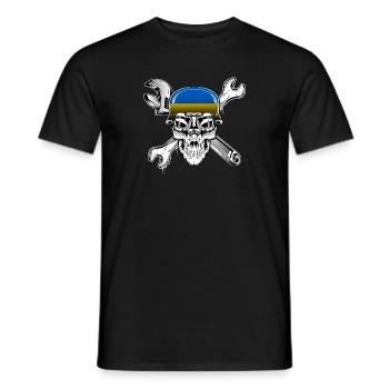 Ukrainian Biker Skull Motorcycle Flag - Men's T-Shirt - black - Front - AI Model Male 178 light (178cm)