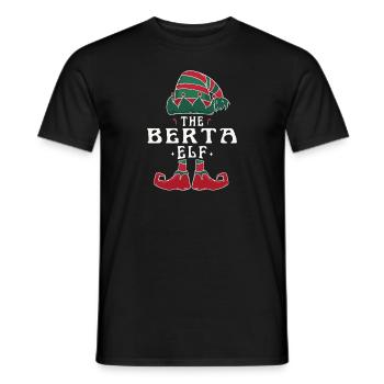 Berta Elf Family Matching Group Christmas Mom Dad - Men's T-Shirt - black - Front - AI Model Male 178 light (178cm)