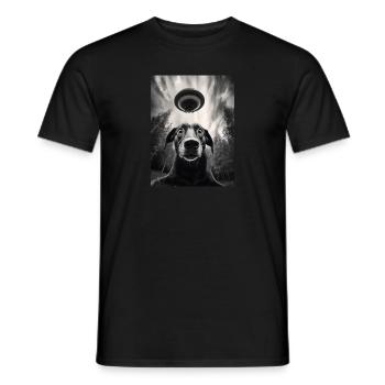 Selfie drôle de chien Labrador avec UFO classique Science-fiction - T-shirt homme - noir - Devant - AI Model Male 178 light (178cm)