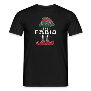 Fabio Elf Family Matching Group Christmas Dad Mom - Men's T-Shirt - black - Front - AI Model Male 178 light (178cm)